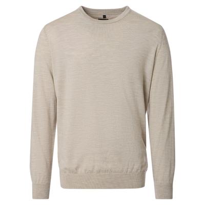 Strickpullover VENTI "VENTI Pullover uni", Herren, Gr. XL, beige, 100% Wolle, Pullover Strickpullover