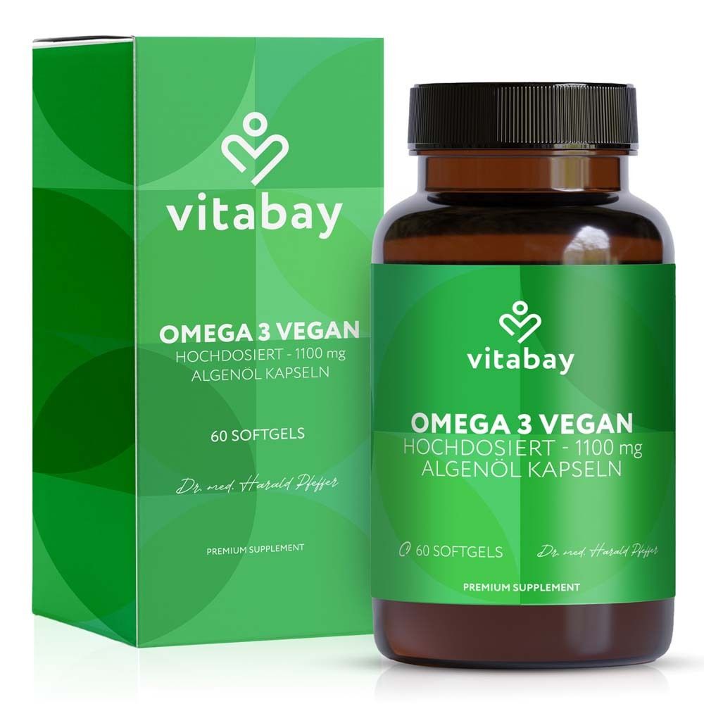 Omega-3 1100 mg vegan 600mg DHA+300mg EPA Weichk. 60 St Weichkapseln