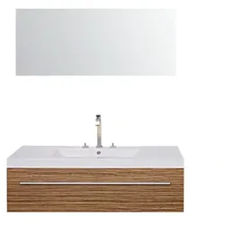 Badset Waschbecken Spiegel Waschtisch Badmöbeln Holzoptik Bern Holz dunkel-Zebra
