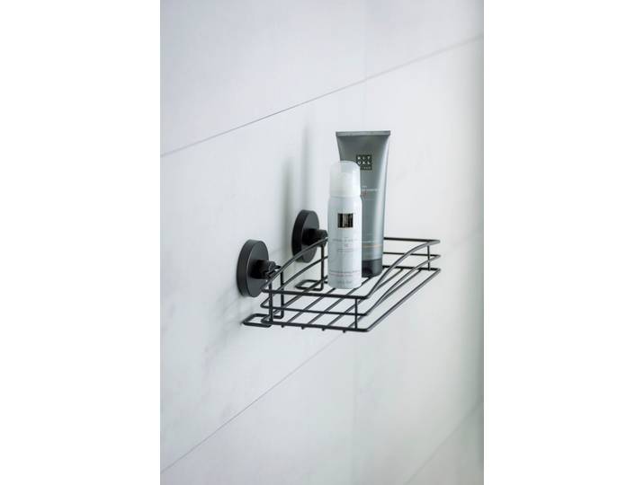 Duschablage WENKO Vacuum-Loc , schwarz, B:14cm H:6,5cm T:26cm, Stahl, Regale, Duschablage, 1 Ablage