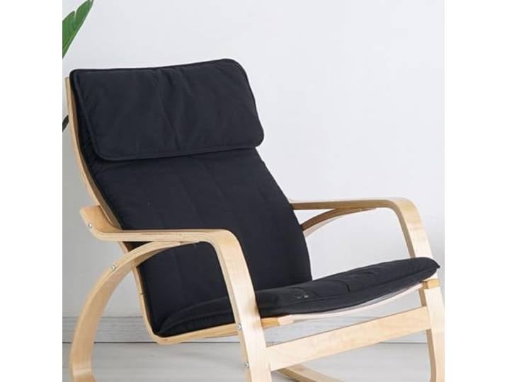 WEIDPHL Coussin De Remplacement pour Chaise en Coton Poang\, Housse De Fauteuil Multicolore\, Coussin en Tissu Amovible\, Chaise en Coton Poang Rembourrée Épaisse\,Noir