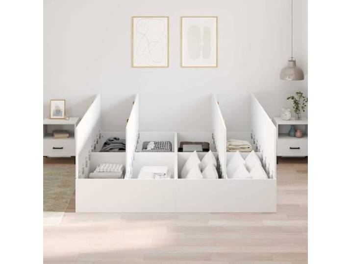 KTHLBRH Boxspringbett weiß 180 x 200 cm Massives Kiefernholz, Türen mit Scharnieren, Tragkraft 200 kg, für Schlafzimmer