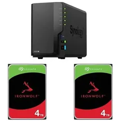 Synology DiskStation DS225+ Seagate Ironwolf NAS HDDoll (2 x 4 TB, Seagate Ironwolf), NAS, Schwarz
