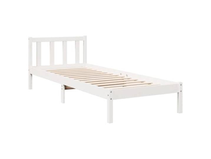 KTHLBRH Extra langes Bett, Weiß, 90 x 220 cm, ohne Matratze Massives Kiefernholz, Kopfteil inklusive, Lattenrost inklusive, robuster Rahmen