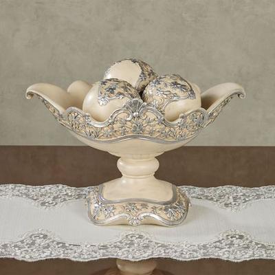 Touch of Class Floressa Centerpiece Bowl and Orbs Silver Set of Four, Set of Four, Silver