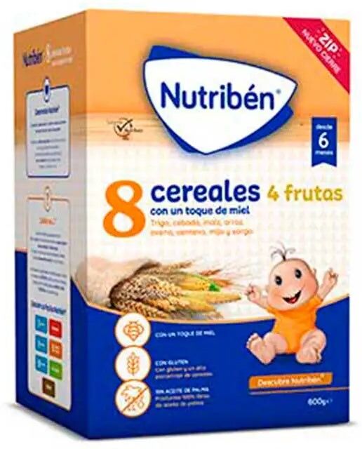 NUTRIBEN 8 Cereales Y Miel Con 4 Frutas Papilla Infantil