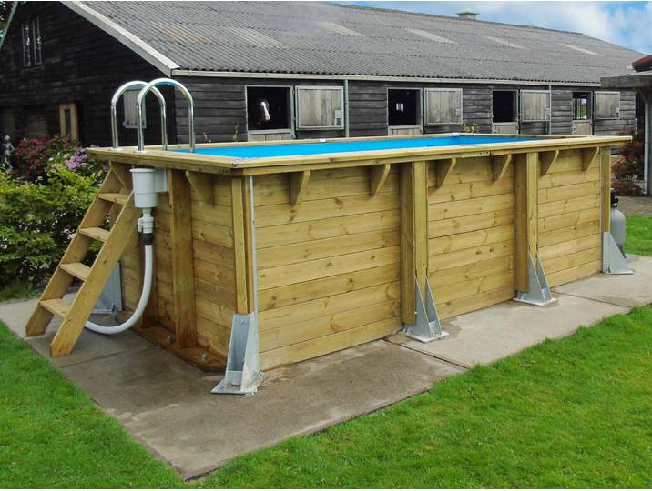 Ubbink – Piscine Bois Hors Sol 200x400cm – H126cm – Structure Bois Traité – Installation Hors-sol Ou Enterrée – Liner Bleu