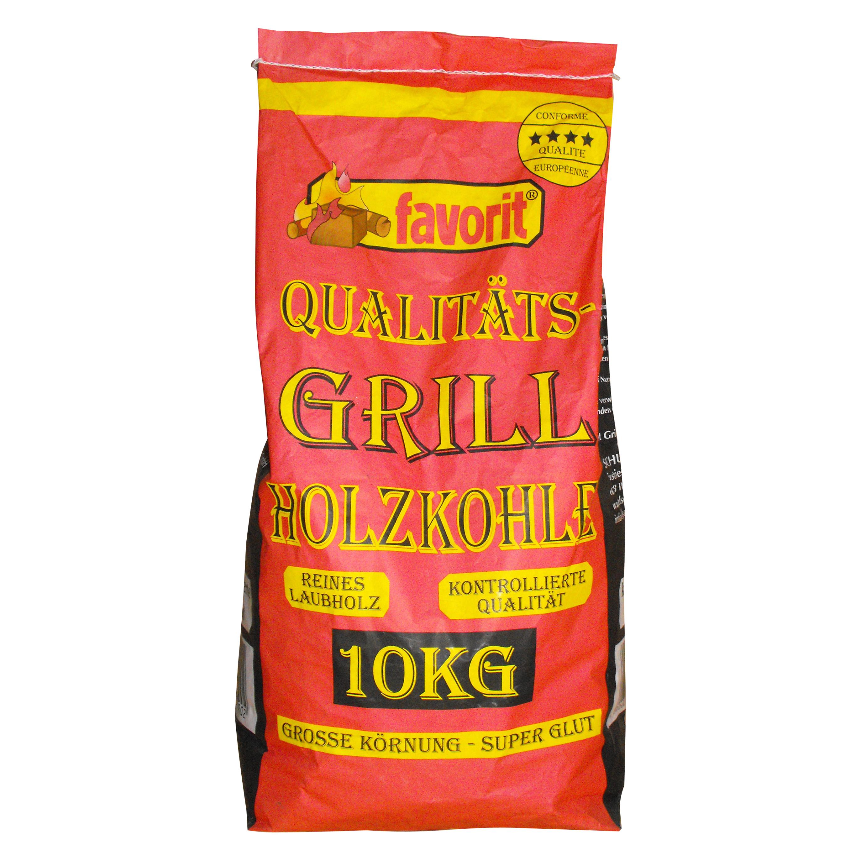 Favorit Grillkohle 10 kg Holzkohle aus Laubholz Kohle grosse Körnung lange Glut (10 kg) (1000)