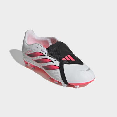 Fußballschuh ADIDAS PERFORMANCE "PREDATOR CLUB KIDS, FESTE BÖDEN/GEMISCHTE BÖDEN, UMSCHLAGBARE ZUNGE", Herren, Gr. 31, cloud weiß, solar turbo, core schwarz, Synthetik, Schuhe Fußballschuh, für viele verschiedene Böden geeignet