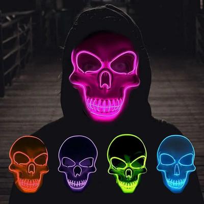 Inspired Living LED Skull Mask Glowing Halloween Cosplay Mask With Cold Light Effects white