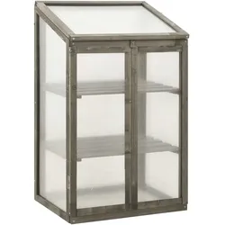Helloshop26 - Gewächshauszelt für Pflanzen Blumen und Gemüse 60 x 45 x 100 cm graues Tannenholz 02_0044454