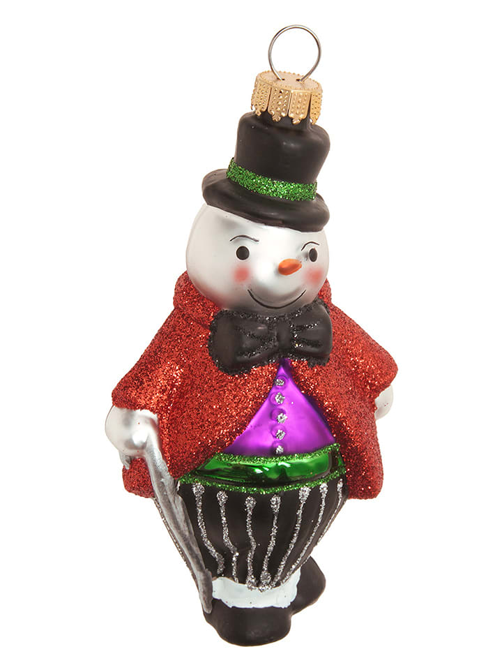 Krebs Glas Lauscha Christbaumornament "Schneeman" in Bunt - (H)11 cm - onesize