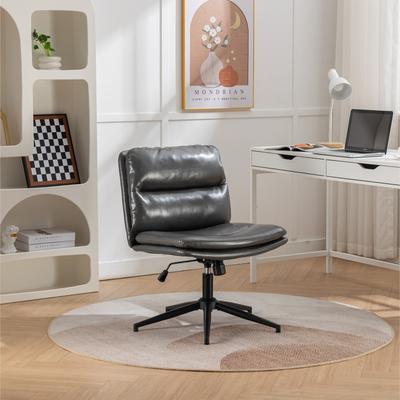 Ostweer Gray Exquisite Office Chair Visitor Chair with Casters, Upholstered Computer Chair Makeup Chair for Office Bedroom