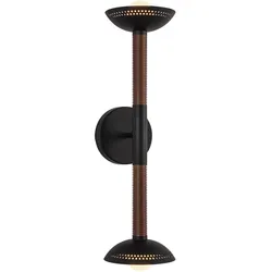 Elstead Lighting Arden LED Up-&-Down-Wandleuchte Mattschwarz mit Walnussfurnier