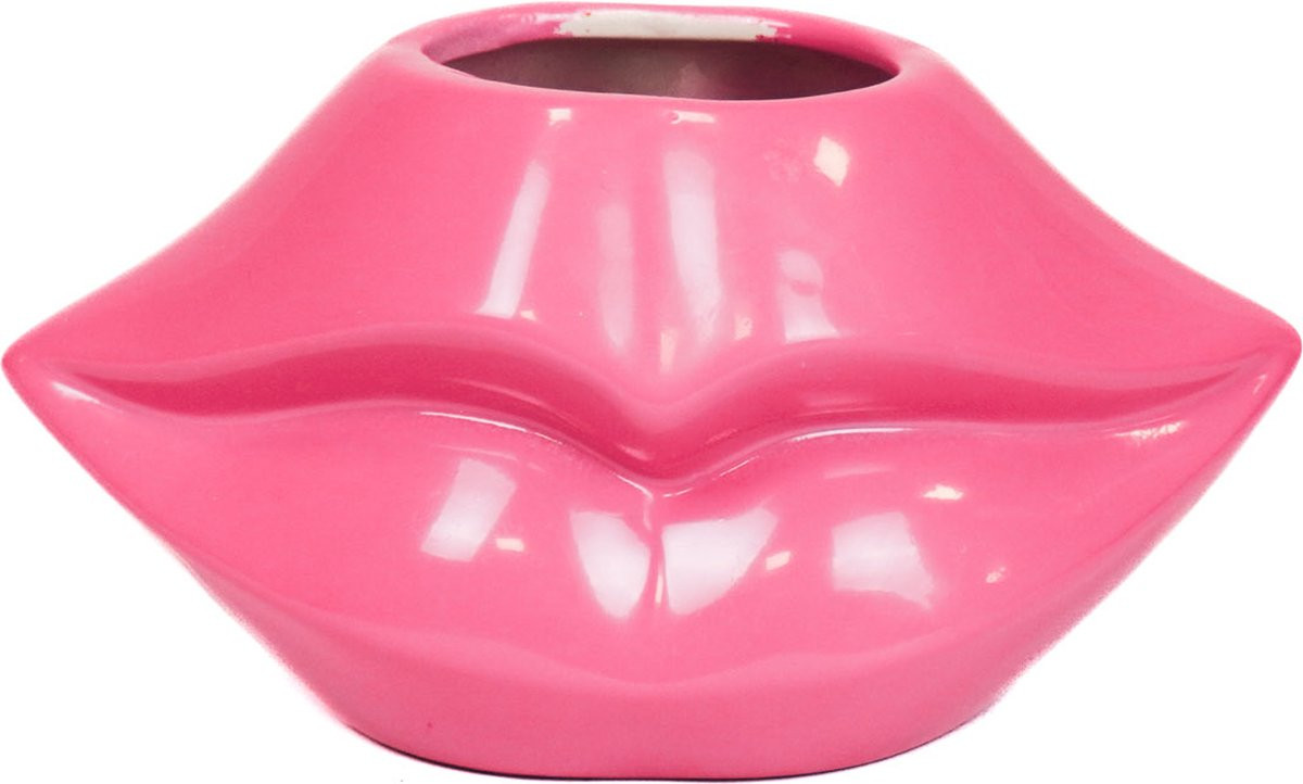 Housevitamin Lips Don't Lie Vaas - Bloempot - Neon Roze - B/D/H: 21 x 19 x 11 cm