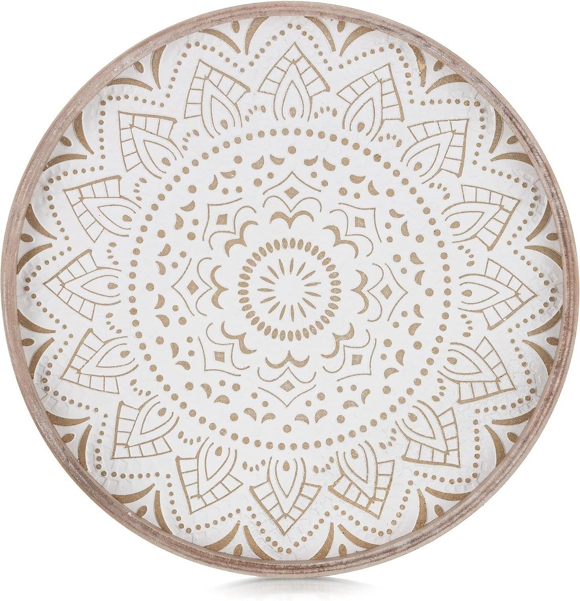 Rond houten dienblad voor thuisdecoratie - Kleine rustieke bruine tray voor accessoires en servies