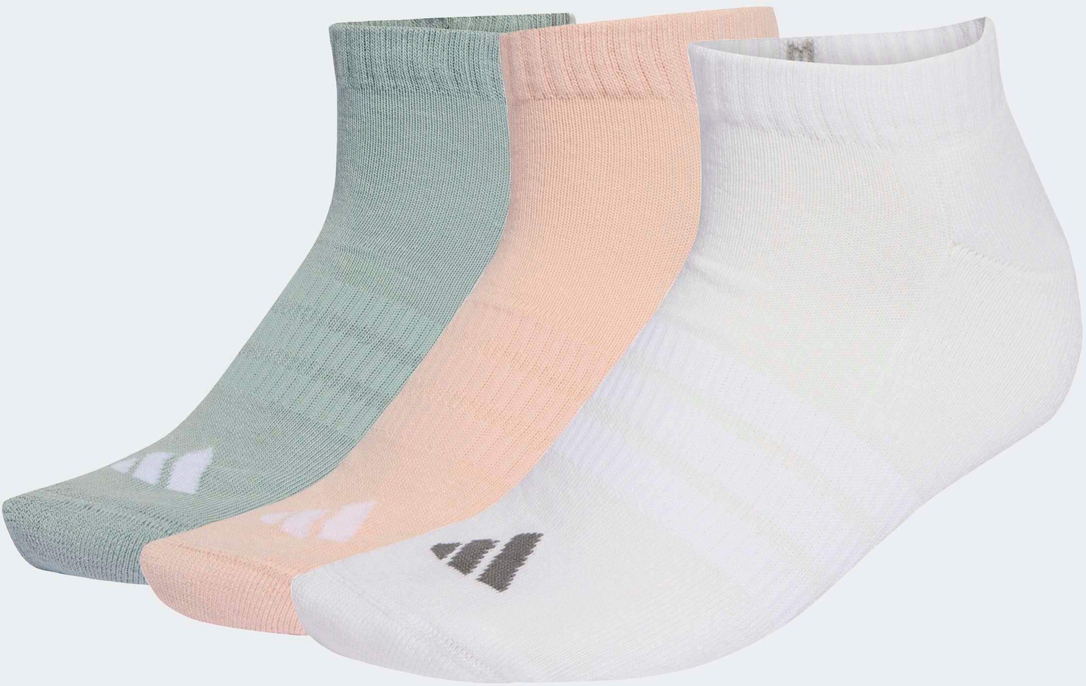 Funktionssocken ADIDAS PERFORMANCE "DÄMPFENDE ESSENTIALS LOW CUT, 3 PAAR", Herren, Gr. XXL (49/51), bunt (blush pink, weiß, wonder sage), Obermaterial: 60% Baumwolle, 37% Polyester, 2% Elasthan, 1% Polyamid, Socken Funktionssocken