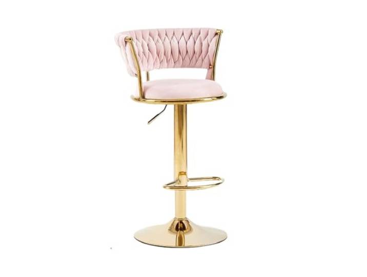 VNCdfhETs Barstuhl Bar Stuhl Mit Fußstütze Verstellbare Drehbare Hohe Hocker Rückenlehne Barhocker(Pink)