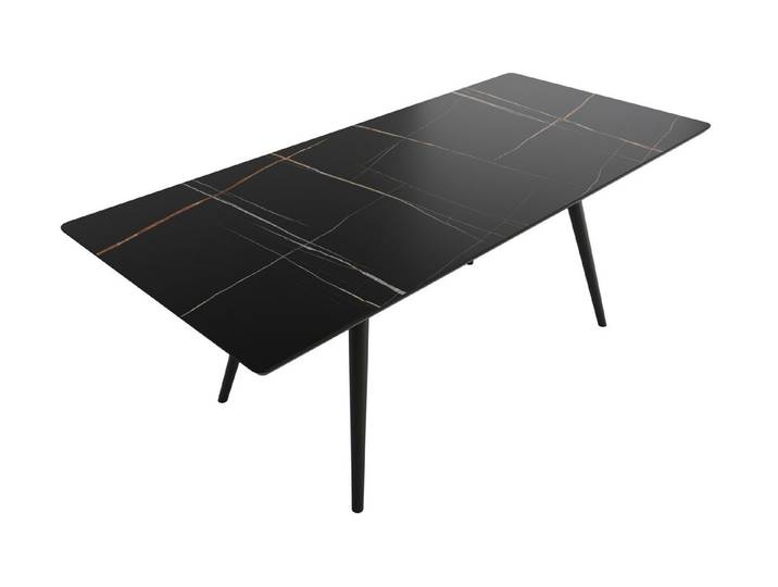 Magnolia Home Esstisch Esstisch 200x90cm schwarze Keramikplatte schwarze konische Tischbeine