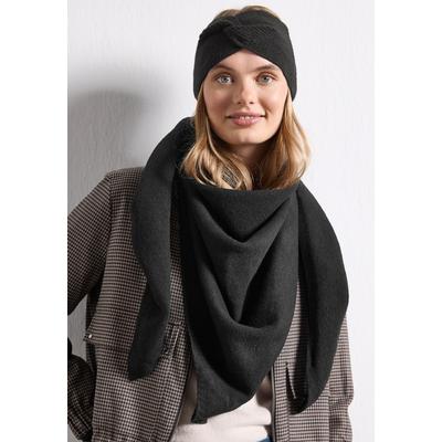 Schal STREET ONE, Damen, Gr. onesize, schwarz, Stoff, 75% Polyester, 22% Polyacryl, 3% Elasthan, unifarben, Modetücher Schal, Feinstrick