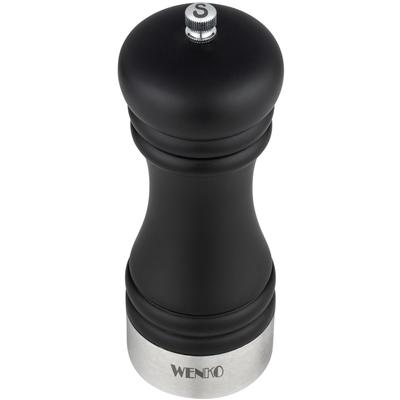 Salz-/Pfeffermühle WENKO "Modell Sali", schwarz, B:5cm H:17,5cm T:5cm Ø:5cm, Küchenmühlen, Salzmühle mit Handmahlwerk aus Keramik, ideal für BBQ und Grill