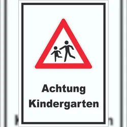 HB-Druck Achtung Kindergarten Aufkleber A9 (37x52mm)