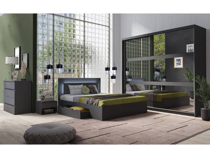 Lukas Möbel Komplettschlafzimmer Schlafzimmer Komplett Finyo in Farbe Graphitgrau