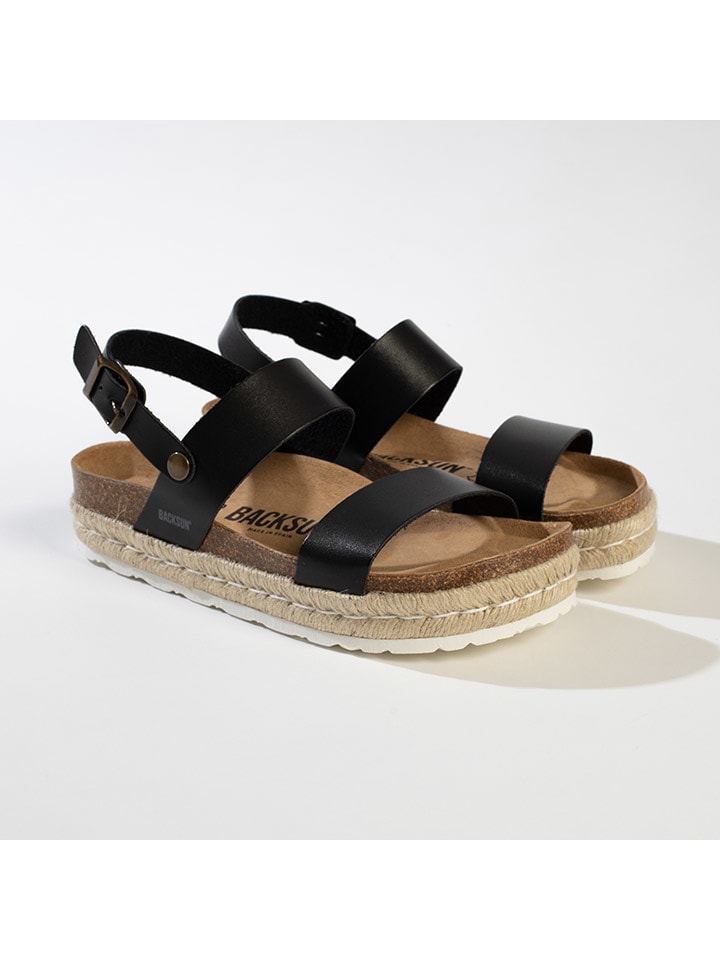 BACKSUN Leder-Sandaletten "Diadema" in Schwarz - 41