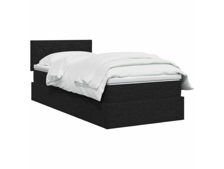 PUGYNBK Bett mit Stauraum und Matratze, Schwarz, 90 x 190 cm, Samt Hydraulischer Aufzug, Massivholz, Metallrahmen, mittlere Festigkeit, platzsparend