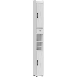 HOMCOM Badezimmerschrank schmaler Farmhaus-Stil Scheunentüren Toilettenpapierhalter 185 cm/Weiß
