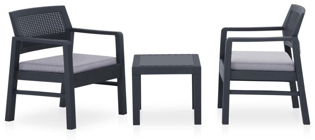 s Gartenloungebett aus Kunststoff mit Kissen in Grau