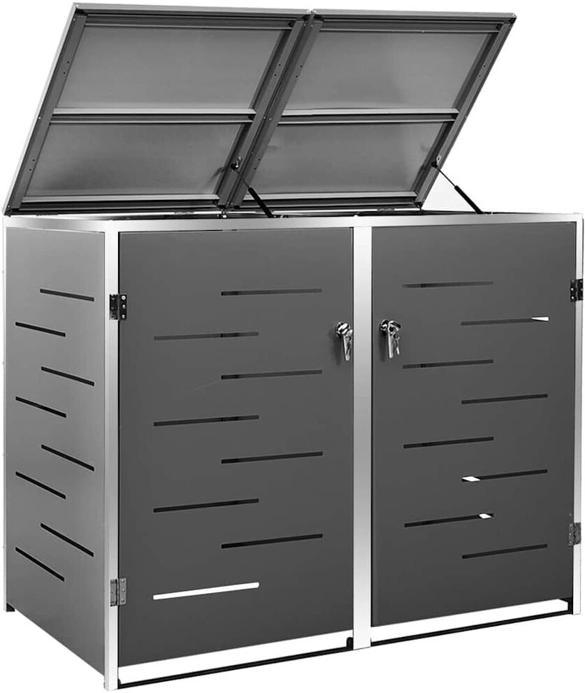 vidaXL Cobertizo para dos contenedores basura acero 138x77,5x115 cm Antracita