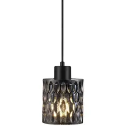 Nordlux Pendelleuchte HOLLYWOOD, E27, IP20, mit Textilkabel, Rauchglas / schwarz NORD-46483047