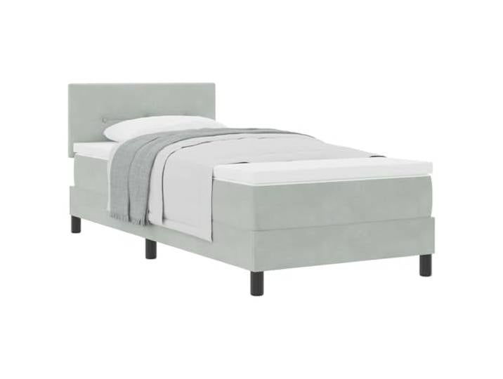 PUGYNBK Boxspringbett aus Samt, Hellgrau, 100 x 200 cm Verstellbares Kopfteil, Holz und Kunstleder, Lamellenstruktur, Innengebrauch