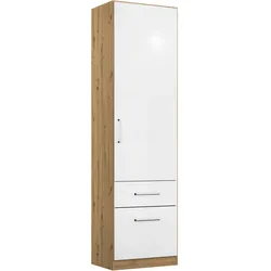 Drehtürenschrank Berlin Weiß Hochglanz, Eiche Artisan