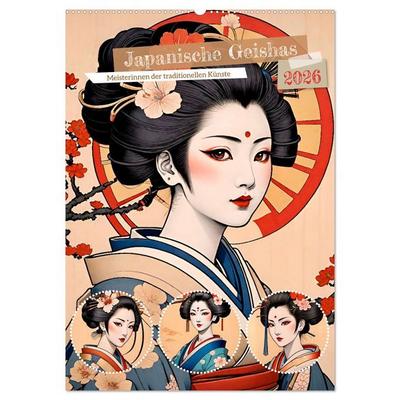 Japanische Geishas (Wandkalender 2026 DIN A2 hoch), CALVENDO Monatskalender