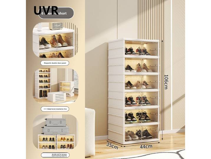 Meubles de rangement pour chaussures UVR : armoires à chaussures pliables en plastique à plusieurs niveaux pour salon et chambre