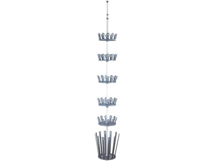Teleskopregal WENKO Modell Achilles , grau, B:30cm H:300cm T:30cm, Kunststoff, Metall, Regale, Teleskopregal, höhenverstellbares Stiefel- und Schuhregal, Montage ohne Bohren