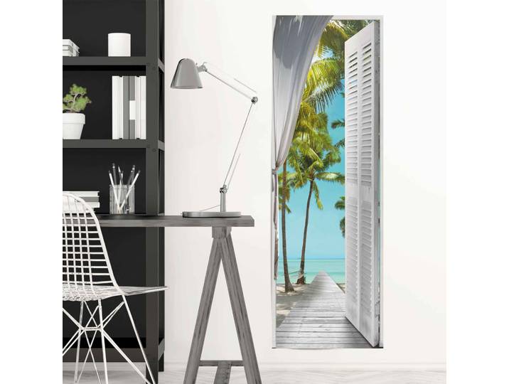 Poster REINDERS Tropische Ansicht Sonne - Mer - Strand - Urlaub , blau (farbe bild(er): blau), B:53cm H:158cm, Papier, Bilder, Poster