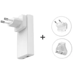 Adapter Swissten World Travel Charger 65W GaN USB-C + USB-A weiß
