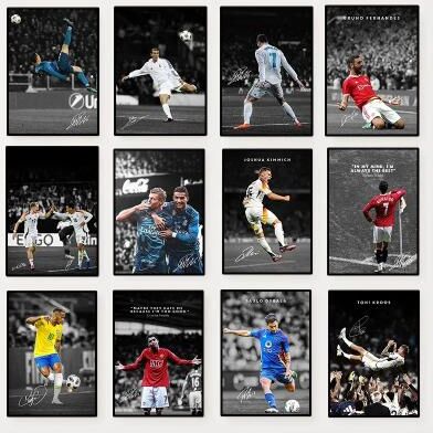 Inspired Finds Modern Soccer Player Canvas Wall Art Soccer Wall Art Portrait Poster For Bedroom & Living Room Decor vincius Jr Neon Action Shot 19.69x27.56in Unframed
