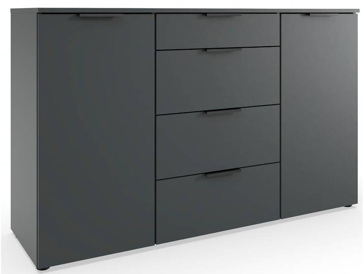 Kombikommode WIMEX Level by fresh to go , grau (graphit), B:135cm H:84cm T:41cm, Holzwerkstoff, Sideboards, Kombikommode, 2-türig mit 4 Schubladen, soft-close Funktion, 135cm breit, 84cm hoch
