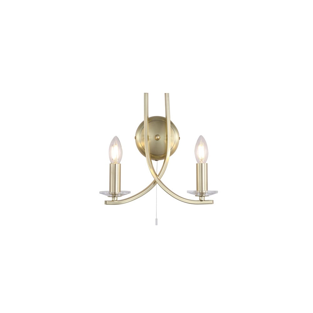 Searchlight Wandlamp Ascona 2-lichts in Goud/Messing met Transparant Glas