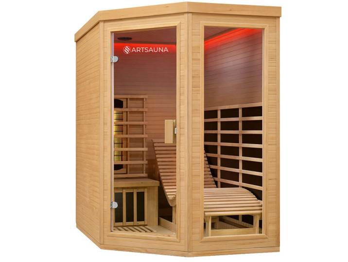 Artsauna Infrarotkabine Esbjerg mit Triplex-Heizsystem & Hemlockholz, Naturfarben, Holz, 130x190x190 cm, Freizeit & Co, Wellness & Gesundheit, Infrarotkabinen