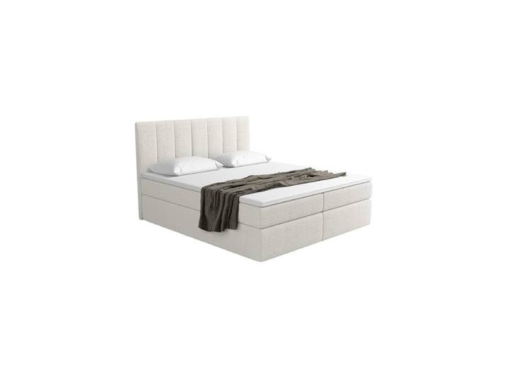 Design Boxspringbett „Saudade“ mit Ablagefach, Bouclé Weiss BLOOMINGLOFT Collection