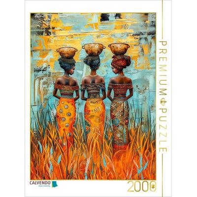 CALVENDO Puzzle Drei afrikanische Frauen mit Wasserschalen auf dem Kopf | 2000 Teile Lege-Größe 90x67cm Foto-Puzzle für glückliche Stunden