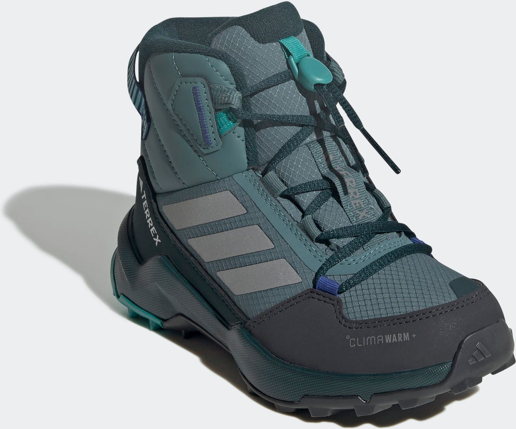Winterstiefel ADIDAS TERREX "AX4R MID CLIMAWARM+ KIDS", Kinder, Gr. 36, silber (preloved teal, matte silber, pure teal), Synthetik, Textil, Schuhe Winterstiefel, gefüttert preloved teal, matte silber, pure teal 36