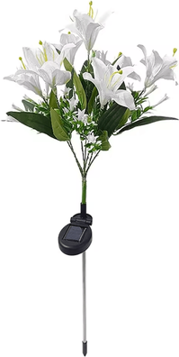 Inspire Curations Solar Lily Flower Garden Light IP65 Waterproof LED Landscape Decor 7head W warm White