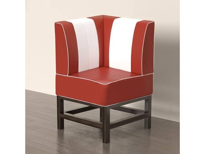 GGMMÖBEL American 1 Diner Eckbank B:H 64 x 133 cm Gestreift Rot Leder American Diner Möbel, American Hochbank, Thekenbank