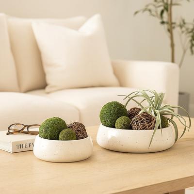 Sagebrook Home "Decorative Round Crackle Terracotta Bowl - Set of 2 - 14"", 10"" - 14.0"""